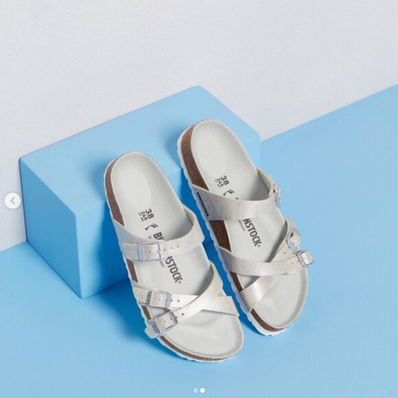 NEW Birkenstock Made in Germany Franca Sandals - Birko-Flor®  Iridescent Matcha2 - Picture 2 of 11